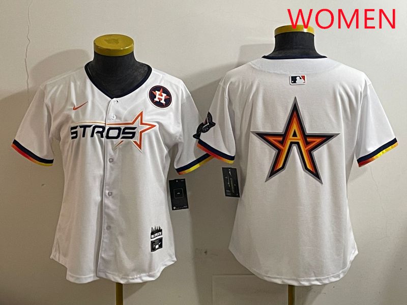 Women Houston Astros Blank White three generations Joint Name Nike 2025 MLB Jersey style 9